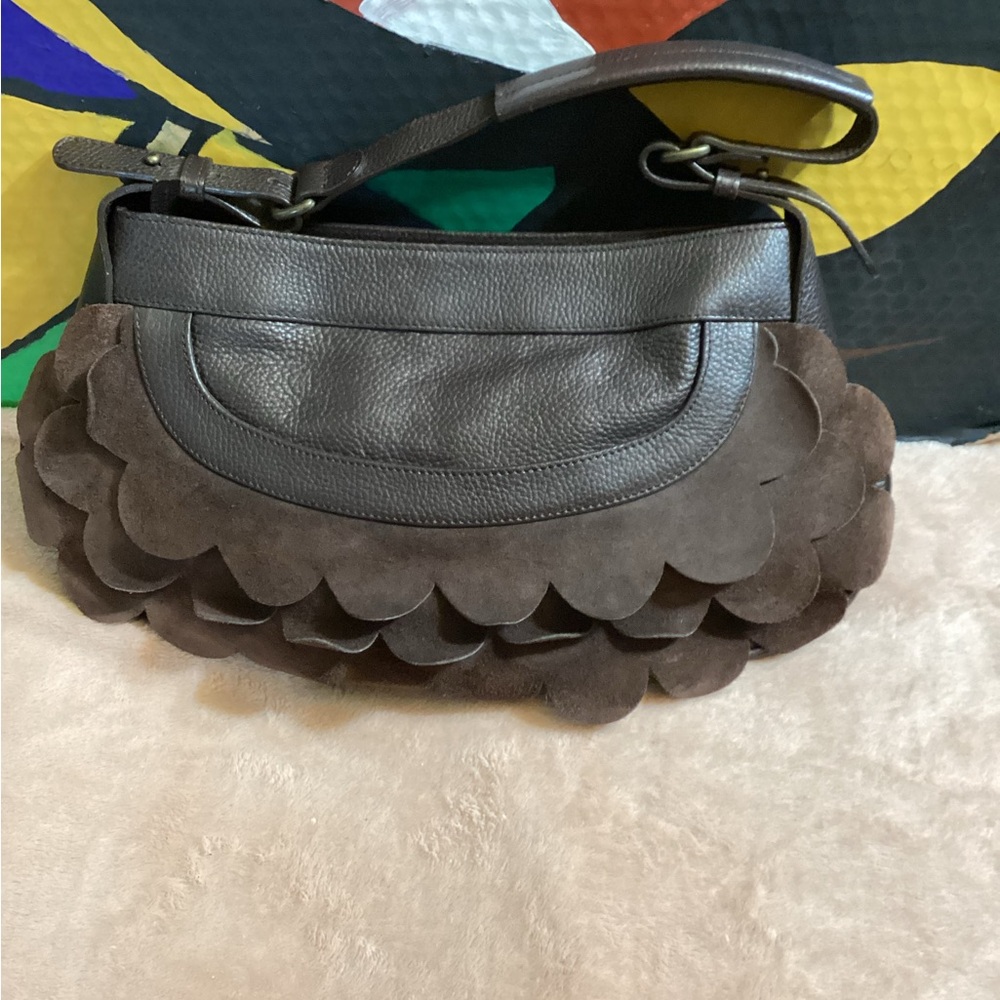 Anne Fontaine Dark Brown Leather Shoulder Bag